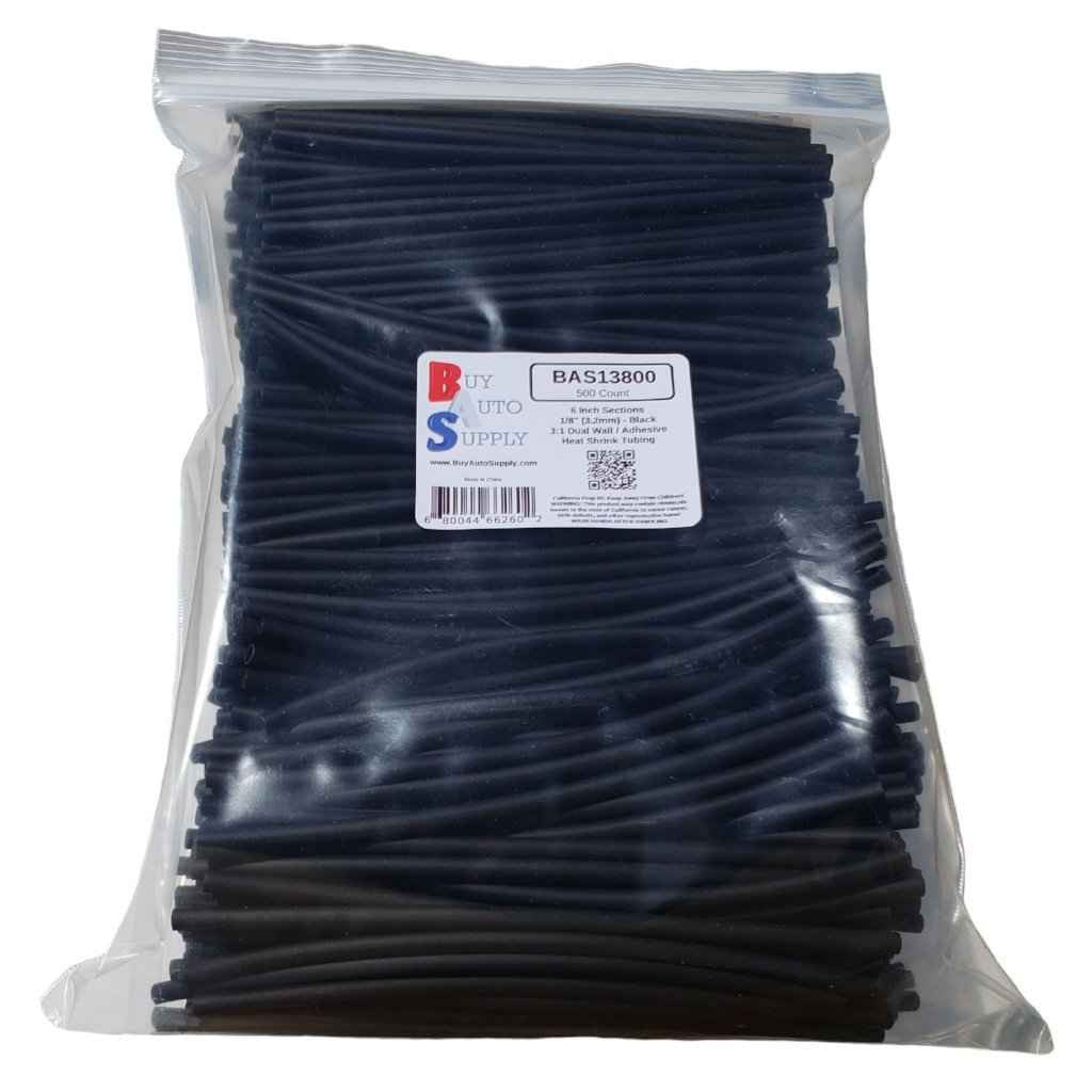 Bulk bag of 500 Black 1/8 inch 3:1 Dual Wall Heat Shrink Tube