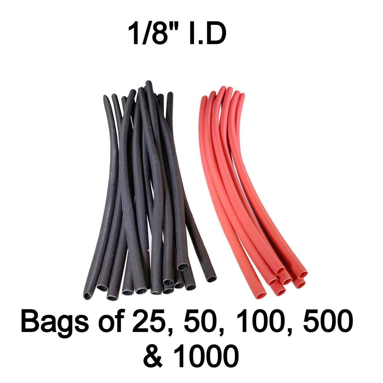 3:1 Dual Wall Heat Shrink Tube 1/8 inch - 6 inch lengths - Black or Red