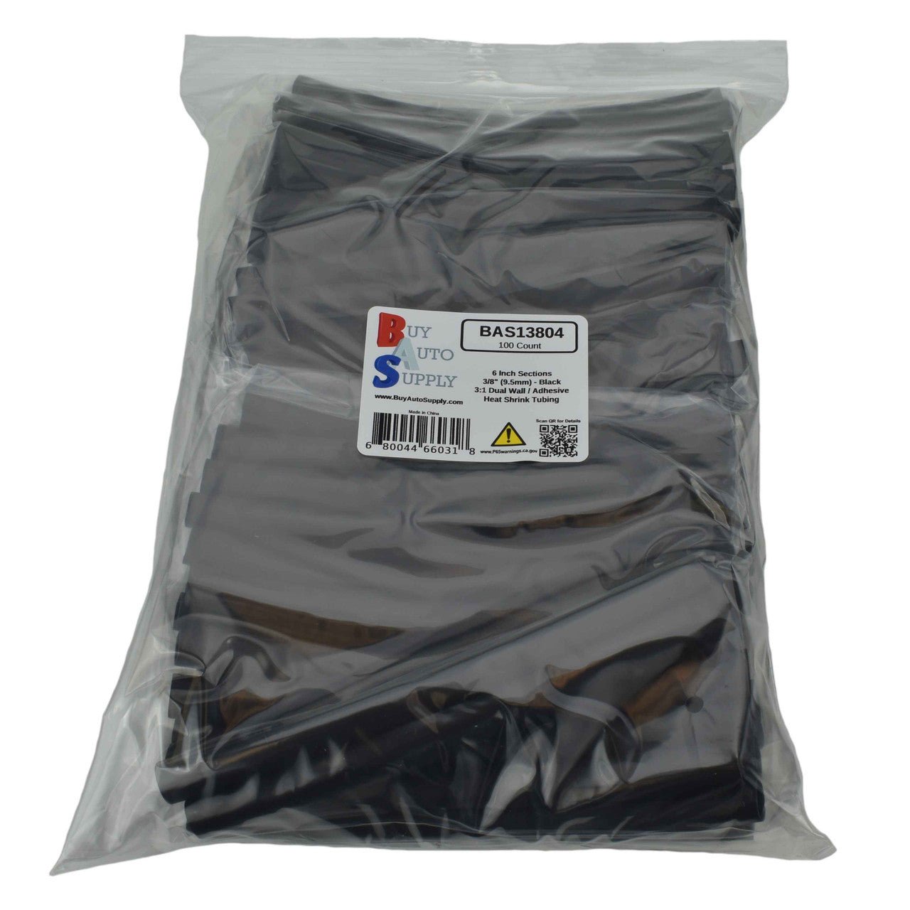100 Count Bag 3/8" 3:1 Dual Wall Heat Shrink Tube - 6 Inch Lengths - Adhesive Lined