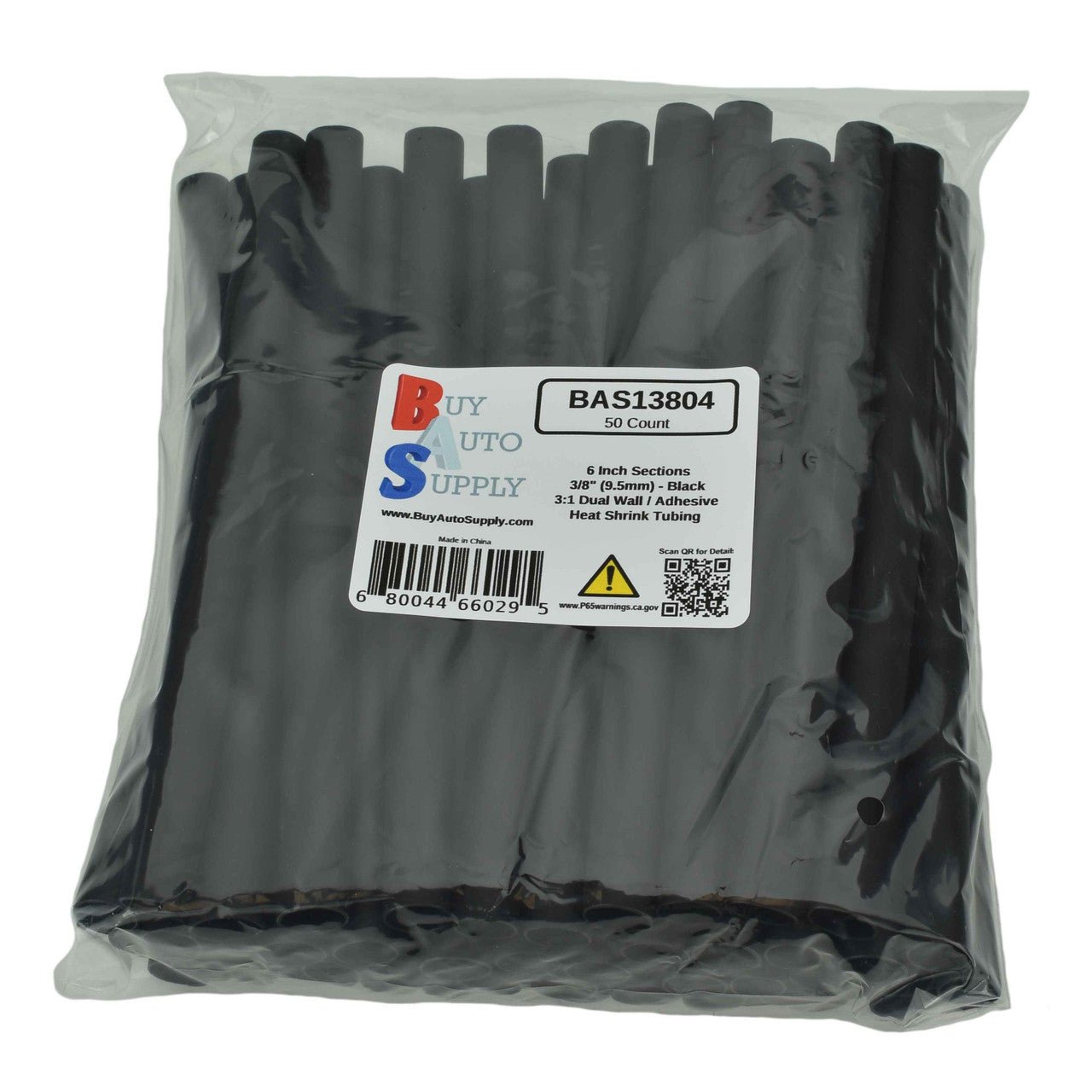 50 Count Bag 3/8" 3:1 Dual Wall Heat Shrink Tube - 6 Inch Lengths - Adhesive Lined