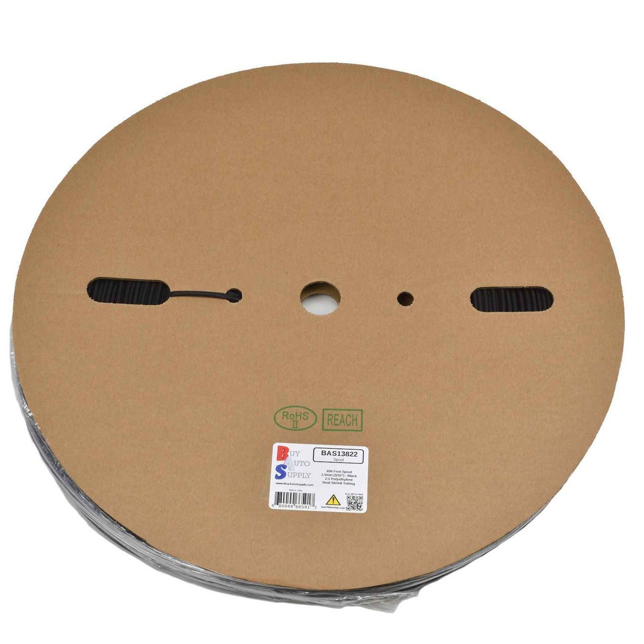 Roll of 2.5mm - 2:1 Heat Shrink Tube - Black 656 Foot (200 Meters) Wholesale Bulk Roll Pricing