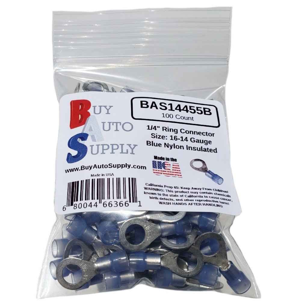 Blue Nylon Ring Connectors 16-14 (1/4" Stud)
