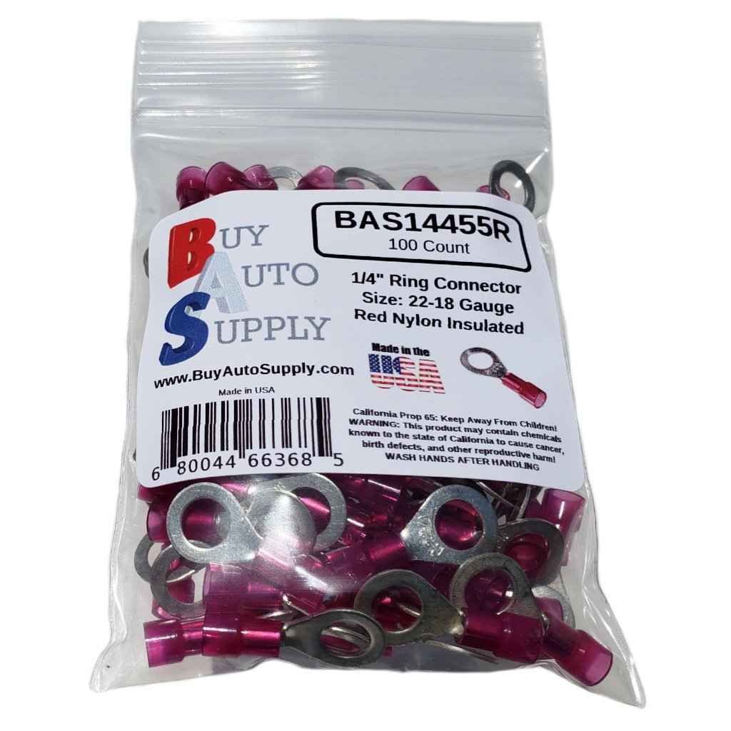 Red Nylon Ring Connectors 22-18 (1/4" Stud)