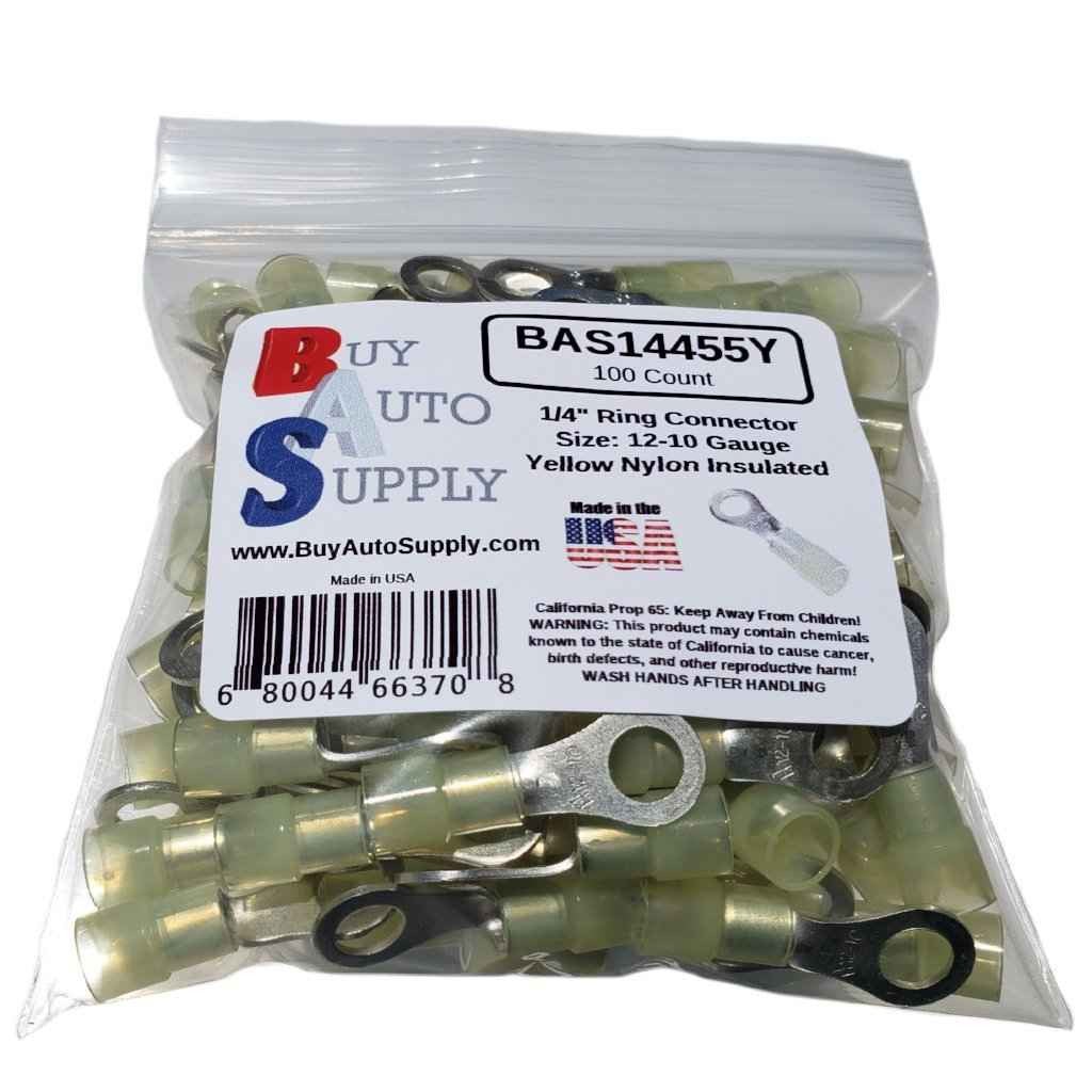 Yellow Nylon Ring Connectors 12-10 (1/4" Stud)