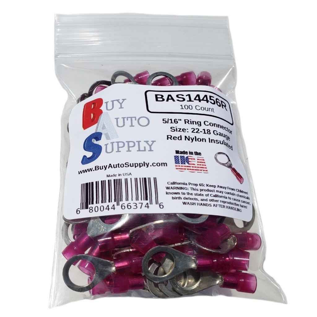 Red Nylon Ring Connectors 22-18 (5/16" Stud)
