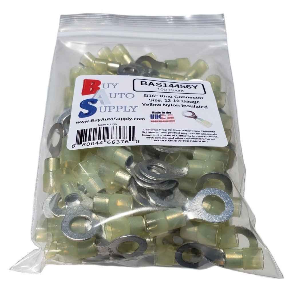 Yellow Nylon Ring Connectors 12-10 (5/16" Stud)