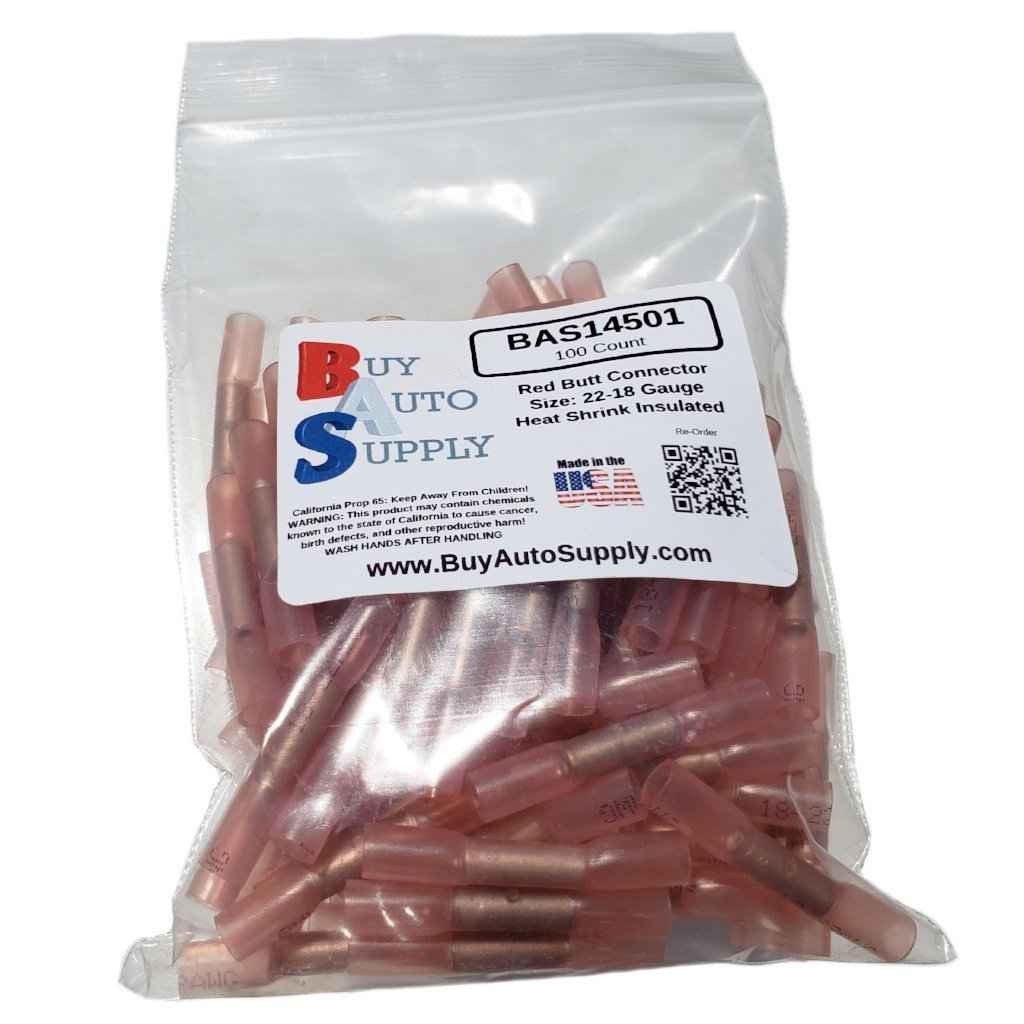 Bag of 100 Red Heat Shrink Butt Connectors - 22-18