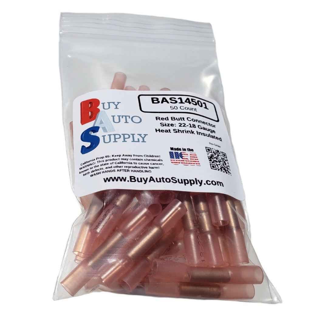 Bag of 50 Heat Shrink Butt Connectors - Red - 22-18