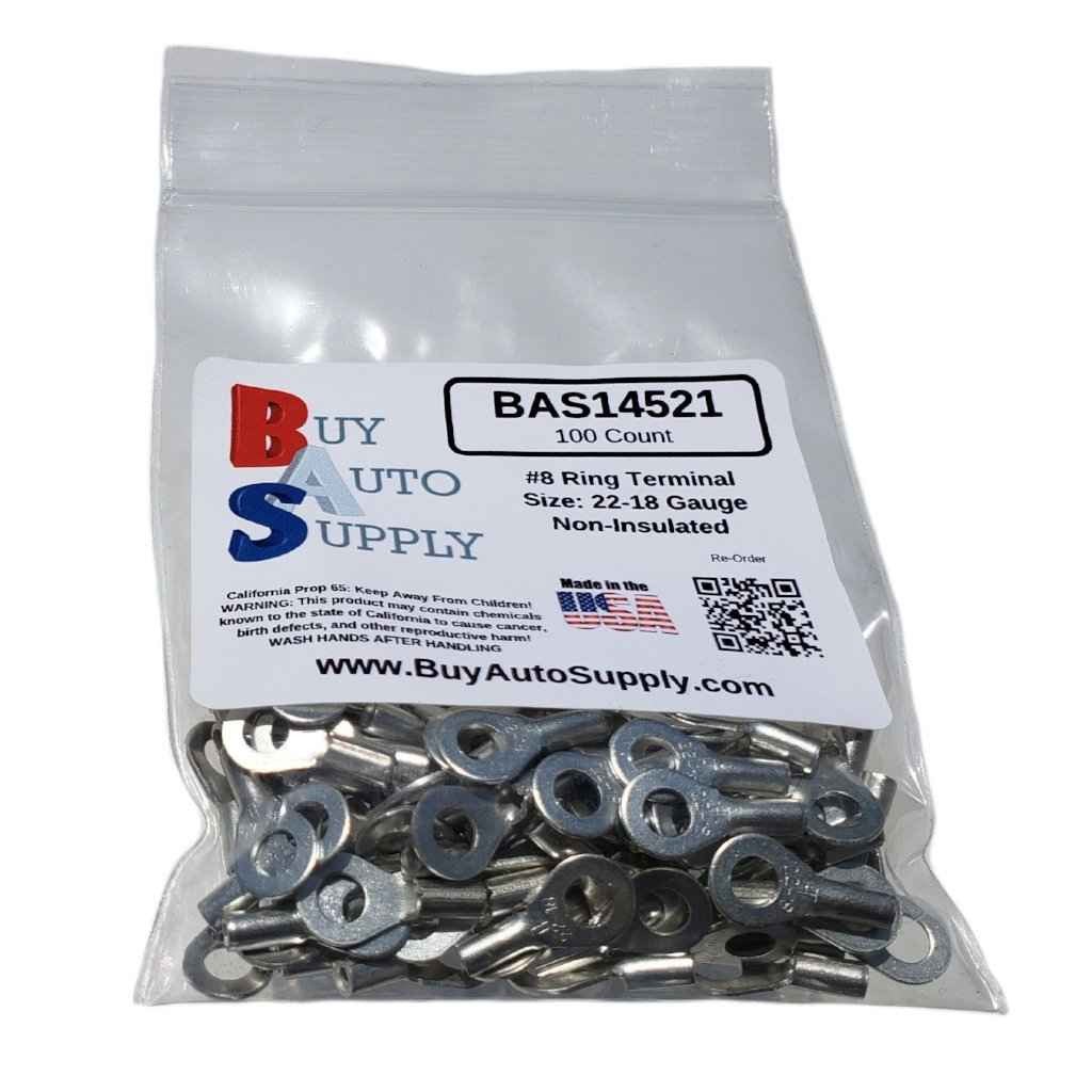 7722 ホワイトゴールド　F8 BAS14521 - Naked Ring Terminal (#8 Stud) - Wire size 22-18