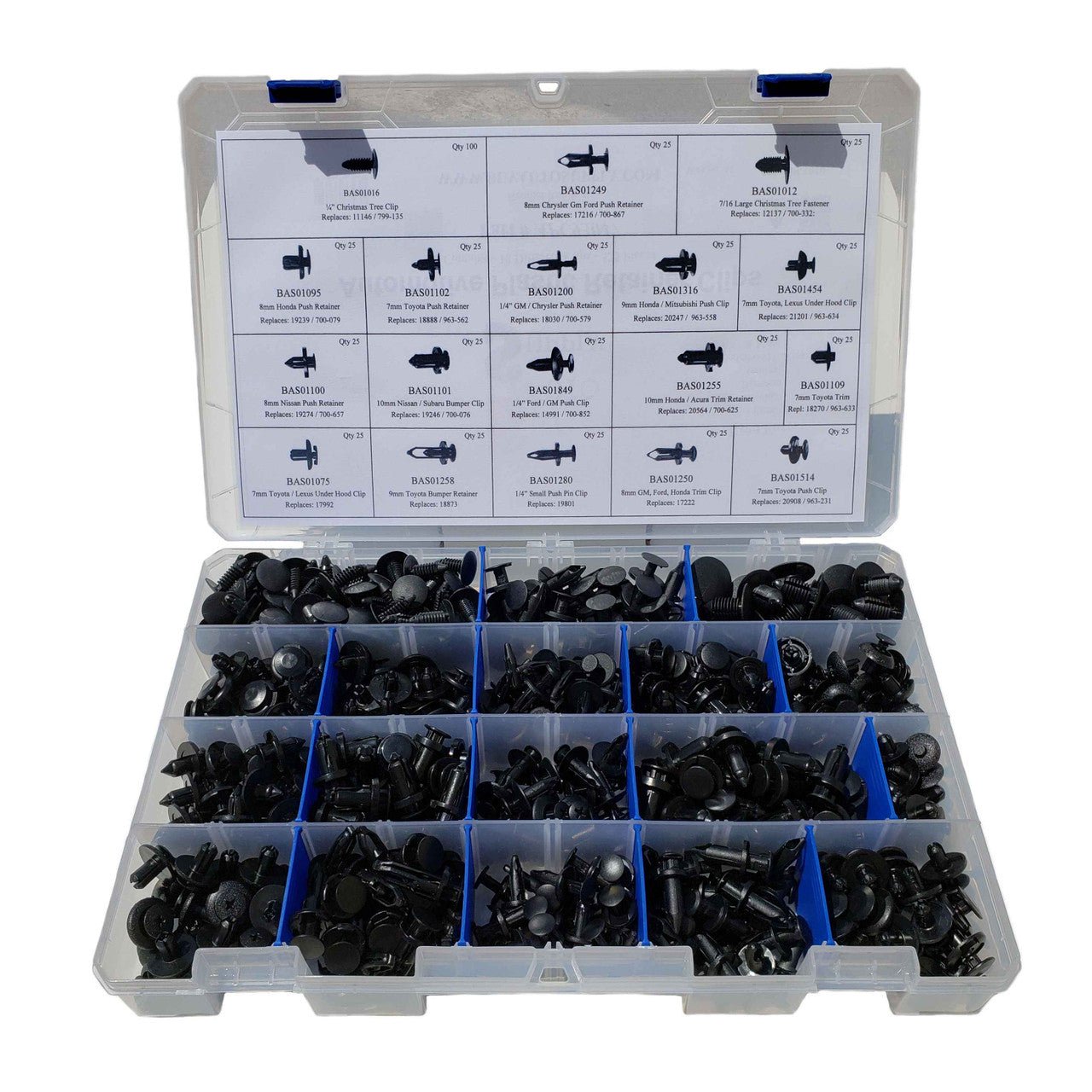 APC93047 - Master Clip Kit - 18 Styles / 525 Pieces, Designed for automotive service shops. 