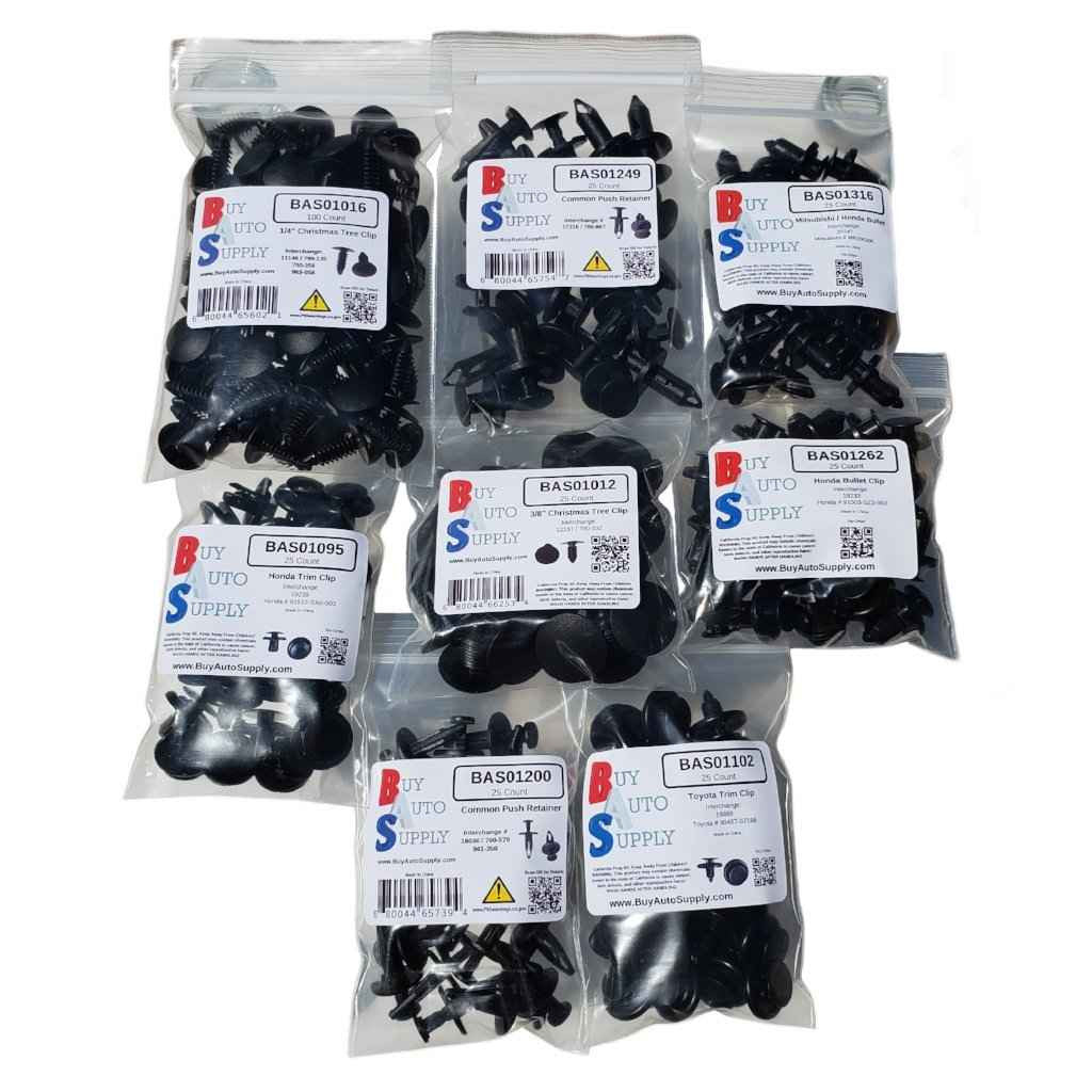 Bags of clips in the automotive starter kit of clips, 275 clips total.