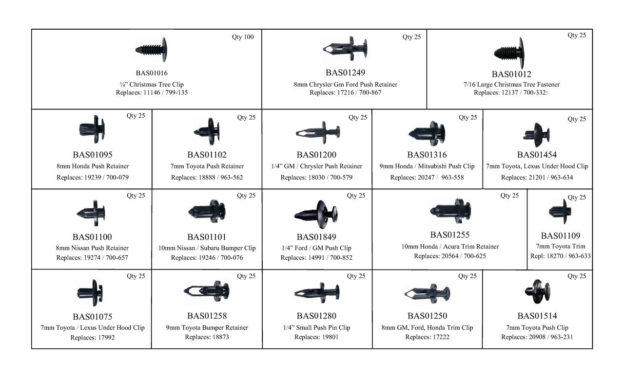 APC93047 - Master Clip Kit - 18 Styles / 525 Pieces - Package Insert