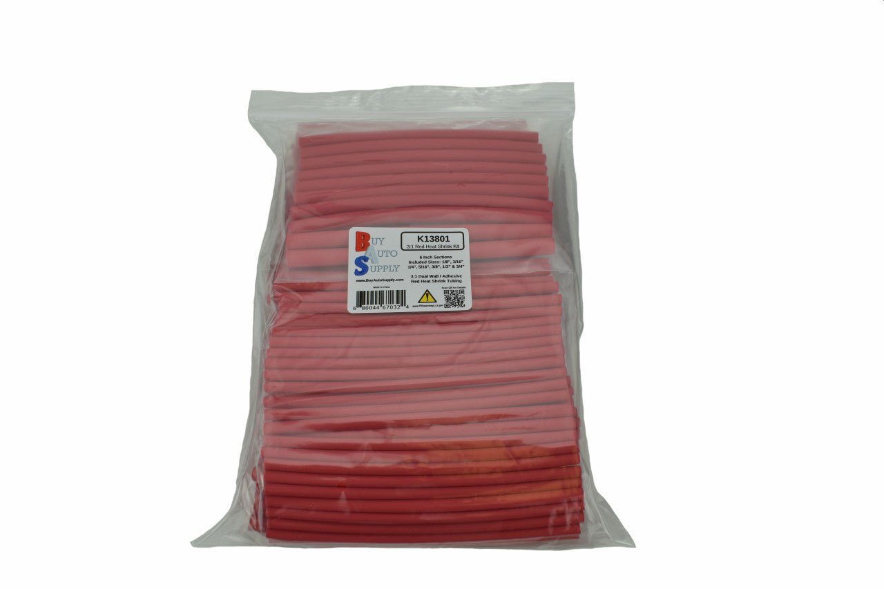 ASK13801 3:1 Red Dual Wall Adhesive Lined Heat Shrink Tube - Starter Kit - Buy Auto Supply - Bag