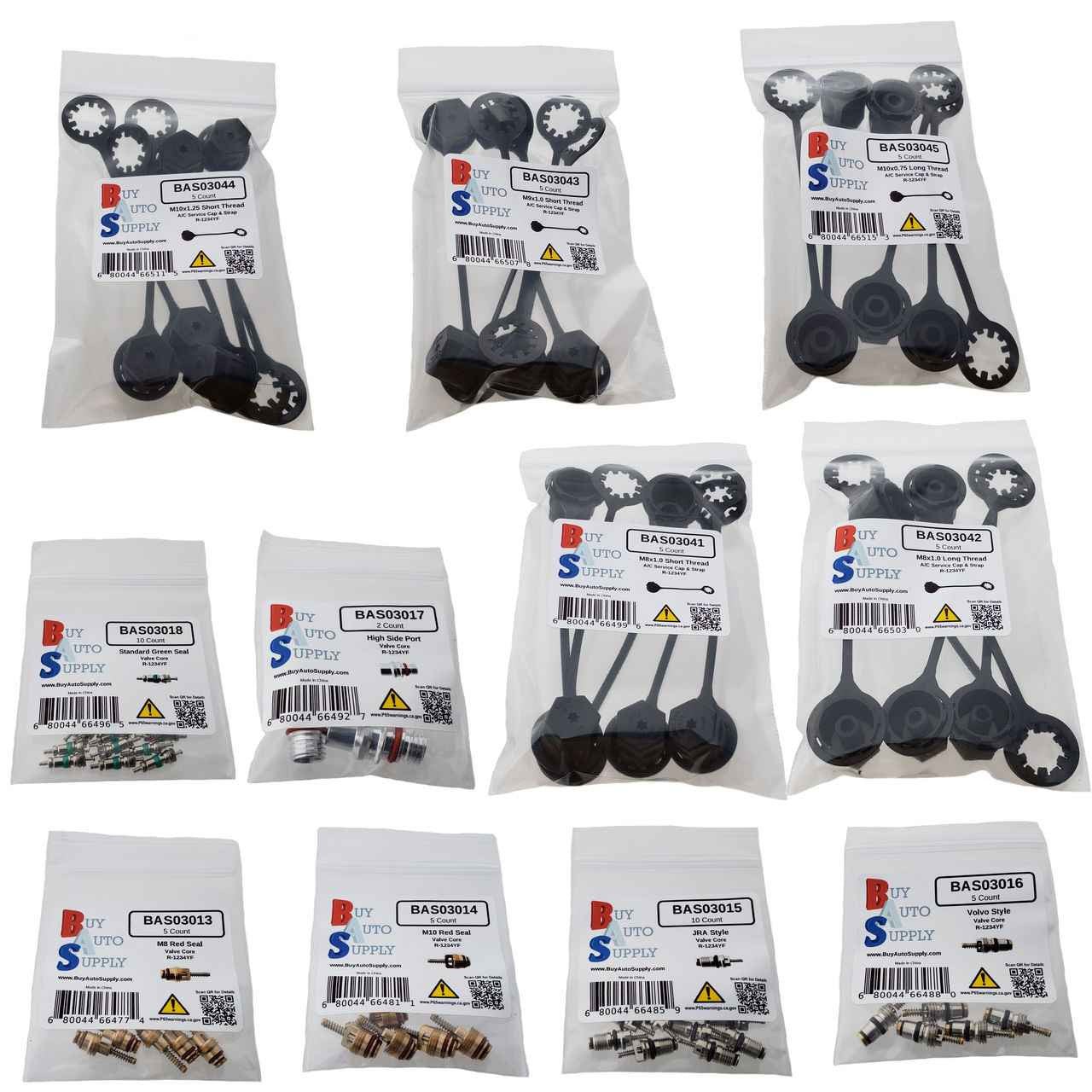 Packaging on the R-1234YF A/C Caps & Service Valve Starter Kit