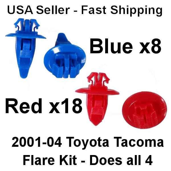 Toyota Fender Flare Clip Kit for 01-04 Trucks - Contains 8 Blue an 18 Red clips to do all 4 Flares.